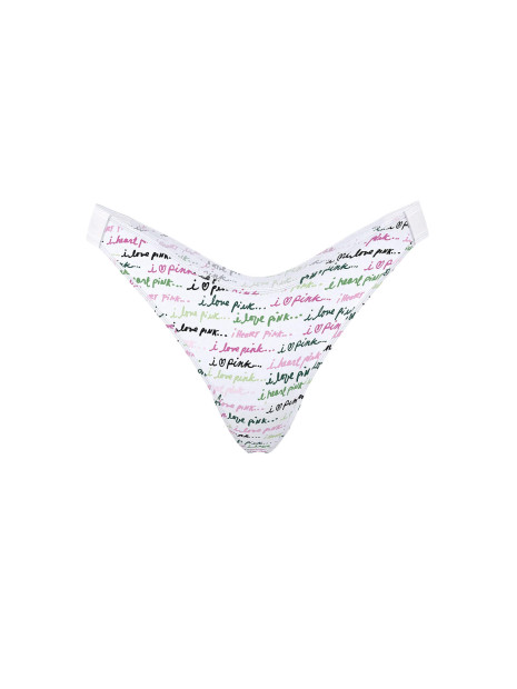 Котонові трусики стрінги Pink White Script Print