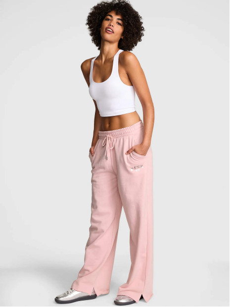 Жіночі спортивні штани PINK Ivy Fleece Wide-Leg із розрізами на штанинах (Doll house)