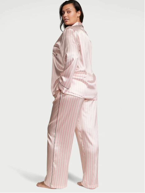 Сатинова піжама Victoria's Secret Glazed Satin Long Pajama Set Pink Iconic Stripe Сатинова піжама Victoria's Secret Glazed Satin Long Pajama Set Pink Iconic Stripe