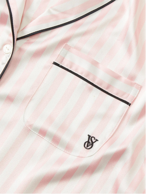Сатинова піжама Victoria's Secret Glazed Satin Long Pajama Set Pink Iconic Stripe Сатинова піжама Victoria's Secret Glazed Satin Long Pajama Set Pink Iconic Stripe