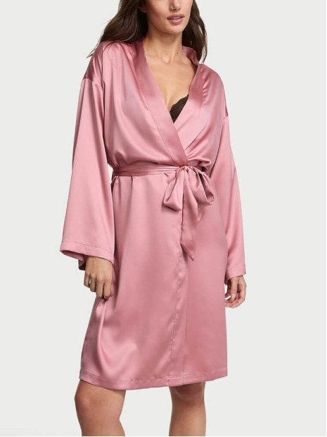 Сатиновий халат Victoria's Secret Satin Midi Robe (рожевий)
